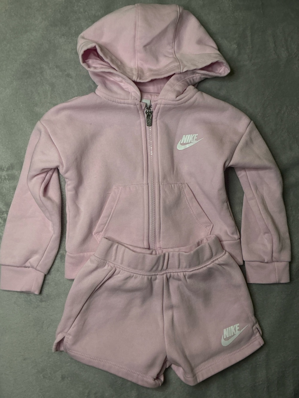 Nike Girls Light Pink Full-Zip Hoodie with White Logo